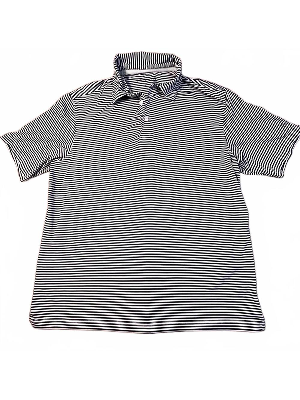 Walter Hagan Striped Men's Navy-Blue Golf Polo Shirt Size Large
